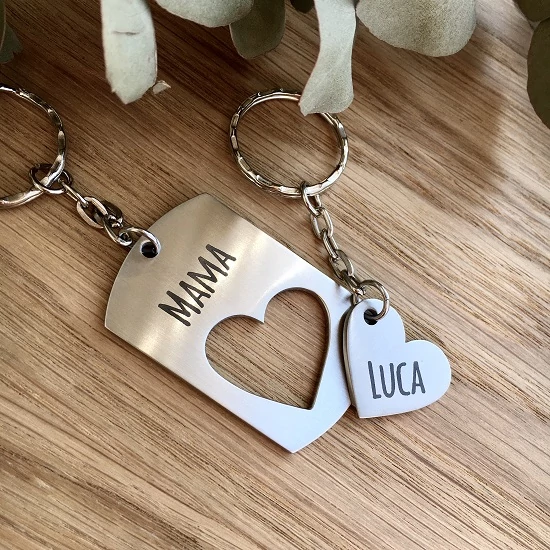 Mama és unokája páros nemesacél kulcstartó