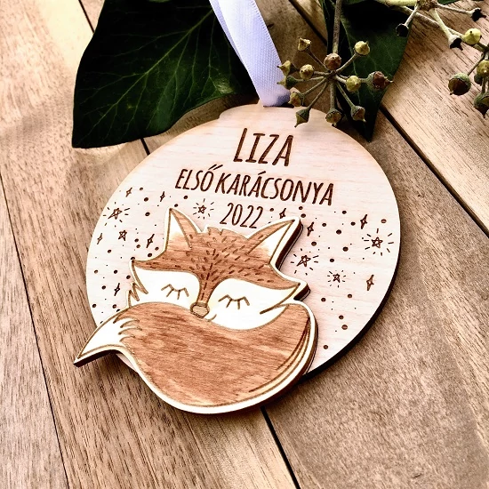Első karácsony - fa dísz róka figurával